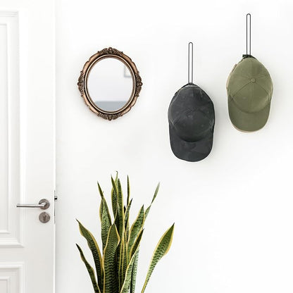 Mkono Hat Organizer for Baseball Caps, Set of 2 Wall Hat Rack 7.9 Inches Space Saving Holds 40 Caps Modern L -Shaped Hat Hooks Wall Mount Hat Holder for Closet Bedroom Storage, Medium, Black