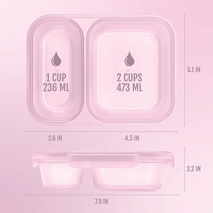 Ello Snap & Nest 10-Piece 3 Cup Plastic Divided Meal Prep Set, Reusable Food Containers for Healthy Eating, Freezer, Dishwasher Safe, Berry Fields