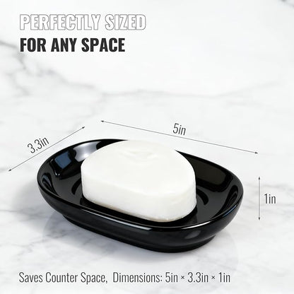 AIMAIAIMAI Black Ceramic Soap Dish, Minimalist Bar Soap Holder - Elegant Hostess Gift, Housewarming Gift for New Home, Decorative Soap Tray for Bathroom, Kitchen