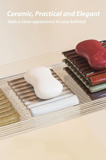 Zoeeker Soap Holder, Ceramic Bar Soap Dishes Soap Saver for Bathroom, Shower, Sink, Kitchen, Countertop, Bath Tub, Keep Soap Bars Dry, White