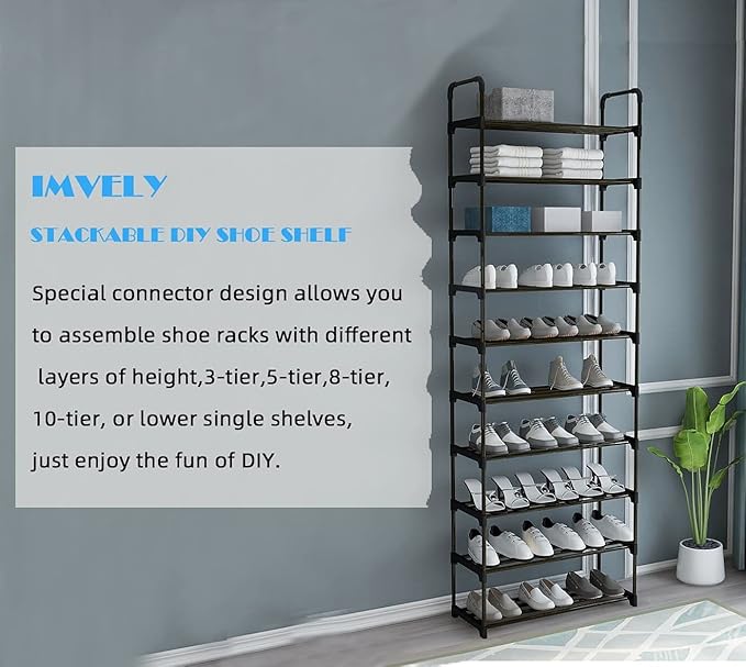 4-Tier Shoe Rack Organizer,16-24 Pairs Metal Shoe Rack for Closet,Shoe Stand,Shoe Shelf,Show Rack,Shoe Storage Cabinet for Entryway Bedroom Living Room Office,Black