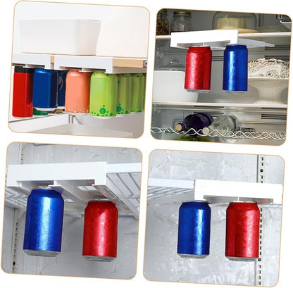 ARTIBETTER 2pcs Hanging Refrigerator Drink Organizer Dual Row Can Holder for Diameter Soda Beer Beverage Cans Sturdy Hips Material Storage Rack for Fridge Pantry