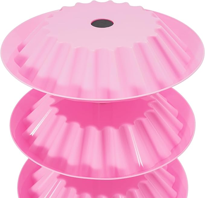 Nail Polish Trolley Display Stand, 5 Tiers Nail Polish Spinning Rack with Wheels, Hold up 120 bottles, Freestanding Nail Polish Storage Racks for Nail Salons, Home (Pink)