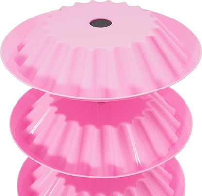 Nail Polish Trolley Display Stand, 5 Tiers Nail Polish Spinning Rack with Wheels, Hold up 120 bottles, Freestanding Nail Polish Storage Racks for Nail Salons, Home (Pink)