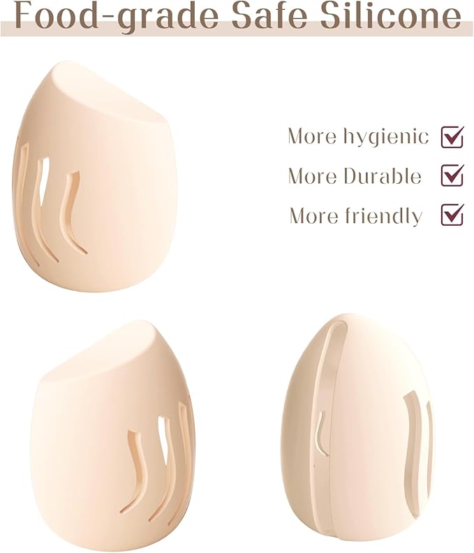 Silicone Makeup Sponge Holder travel case,Double-Sided Breathable Makeup Sponge Case for Business, Travel or Daily,Fit All Sponges,Quick Drying,Easy to Carry (Beige)