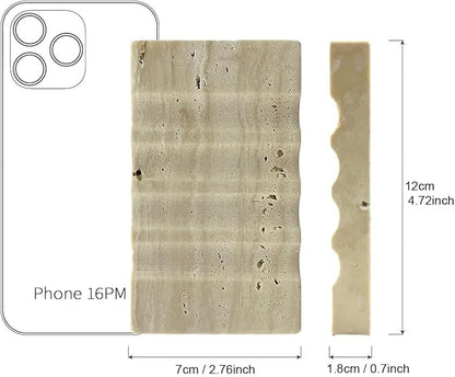 WeDoDecor Real Travertine Marble Soap Dish for Shower Stone Tray Small Bar Soap Holder with Self Draining | Non-Slip, Luxury Bath Room Accessories (Beige)