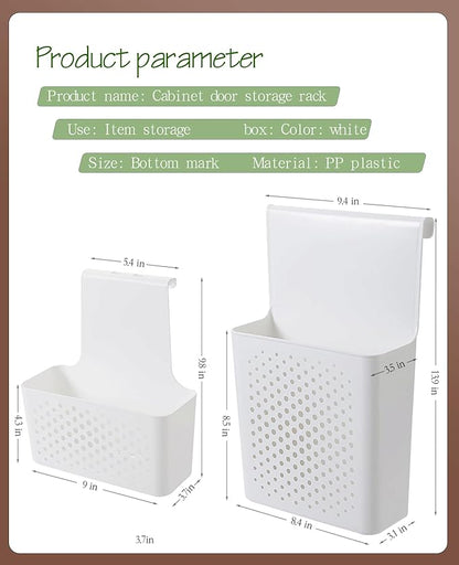 Kitchen cabinet door storage basket, no punching hook bracket hanging basket, 2pack