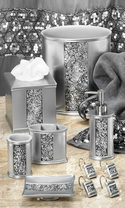 Zahari Home Sinatra Soap Dish Unique Design Stylish Bling Glass Mosaic Décor Soap Bar Holder, Silver