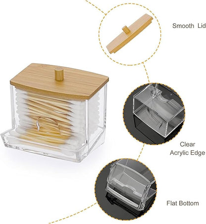 Hipiwe Acrylic Q-Tip Holder with Lid - Clear Q-Tips Dispenser Bathroom Containers Canister Cotton Swab Holder Bathroom Countertop Storage Organizer for Q-tip Cotton Swab
