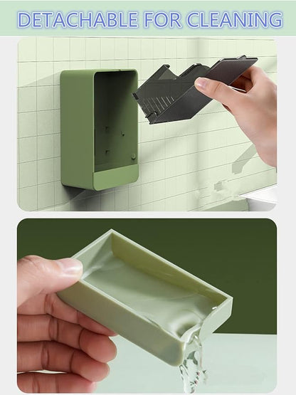 HANCELANT Bathroom Soap Dishes, 2 Pack Bar Soap Holder with Drain Wall Mounted Soap Box for Shower, Bathroom, Kitchen Sink, Keep Soap Bars Dry, Waterproof Dustproof, No Drilling, Adhesive Include
