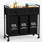 Laundry Sorter with 3 Section Pull Out Bags Rolling Laundry Basket Organizer with 2 Drawers Laundry Hamper with Shelves and Wheels for Laundry Room, Bathroom, Bedroom Organization (1 Tier)