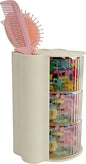 Hair Accessories Organizer with Hair Brush Holder, Rotatable Makeup Brush Holder for Necklaces, Earring, Bracelet, Ring, Makeup Brushes, Hair Clip and Hair Accessories (3 Layer Beige)