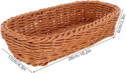 Angoily Wicker Silverware Organizer, Hand-Woven Wicker Flatware Silverware Holder, Kitchen Organizer Storage for Countertop Small Utensil Holders Party Table Spoon Knives Fork Flatware Candy Basket