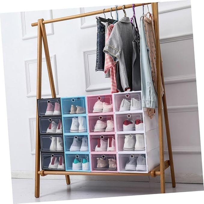 ABOOFAN 6pcs Plastic Shoe Box Storage Containers Stackable Sneaker Case Footwear Box Detachable Design