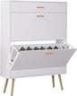 Narrow Shoe Storage Cabinet - Entryway Shoe Rack Cupboard Organizer for Home and Apartment, White