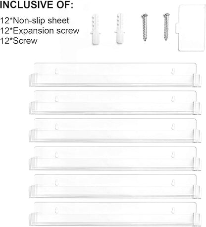 BTremary 15" Acrylic 6 Shelves Nail Polish Wall Mounted Holder Paint Organizer Storage Rack Clear Hanging Nail Polish Shelf Floating Wall Mount Nursery Bookshelves Vinyl Display Record Holder.