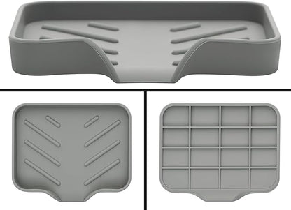 Silicone Soap Bar Holder: Premium Gray Self-Draining Soap Dish - Elegant Shower & Bathroom Solution