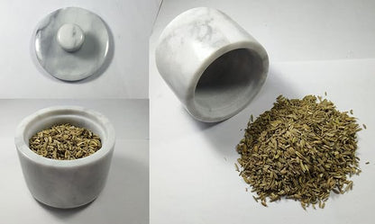 Marble Salt Cellar with Lid, Salt Holder Storage Container for Counter（ White）