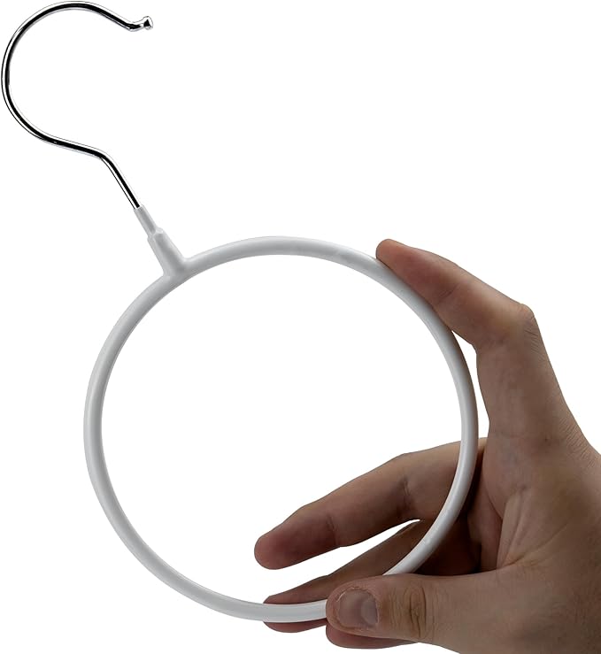 6 Pcs Circle Scarf Ring Hangers Non-Slip Belt Holder Hanger with Hook Scarf Organizers Belt Ties Hanger Rack for Tank Tops Scarves Ties Belts Wardrobe Storage Rack Closet Accessory Hangers, White