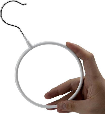 6 Pcs Circle Scarf Ring Hangers Non-Slip Belt Holder Hanger with Hook Scarf Organizers Belt Ties Hanger Rack for Tank Tops Scarves Ties Belts Wardrobe Storage Rack Closet Accessory Hangers, White