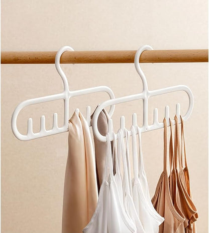 4 Pack Tank Top Hanger with 6 Hooks, Durable Hanging Closet Organizer Accessories Holder for Camisole, Bow Tie, Scarves, and More | White