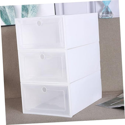 VICASKY 6pcs Transparent Plastic Superimposed Shoes Organizer Boxes Dustproof Stackable Shoe Storage Cases with Reinforced Design for Mens Sneakers