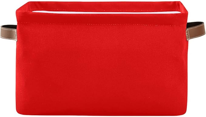 YETTASBIN Red Solid Color Storage Basket 1pc, Large Collapsible Toys Clothes Organizer, Durable Canvas Storage Bin with Handle for Shelves Closet Laundry Home Office Decor