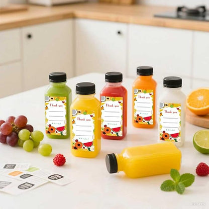 48pcs 12oz Juice bottle with caps,Plastic bottles with caps, Reusable Clear Bulk Beverage Containers for Juice, Milk and Other Beverages