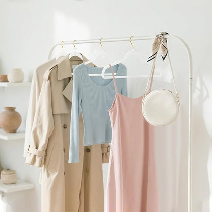 ManGotree Velvet Coat Hangers with 360° Swivel Gold Hook, Non-Slip Felt Suit Hangers, Ultra-Thin Space Saving Clothes Hanger for Jacket, Sweater, Shirt, Dress, Pants (66 Pack, White)