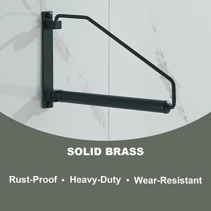NEWRAIN Folding Clothes Hanger Rack, Wall Mounted Laundry Racks for Drying Clothes,Swing Clothing Hanging System Drying Closet Storage Organizer Black