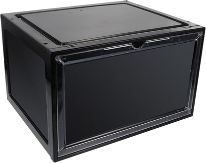 MAGICLULU Magnetic Basketball Shoe Storage Box Side-opening Shoe Organizer Dustproof Moisture-proof Black Storage Case for Home and Closet