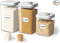 Airtight Food Containers Set with One-Touch Lid, Mixed Size Set (2.8 Qt + 4.2 Qt *2) with Scoop, Stackable Jars for Complete Kitchen Organization