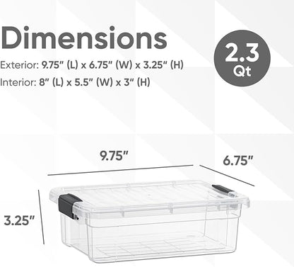 Superio 2.3 Qt Clear Plastic Storage Bin with Lid, Non-Toxic, BPA Free, Odor Free, Organizer Storage Box, Stackable Plastic Tote for Home, Garage, School, and Office, X-Small