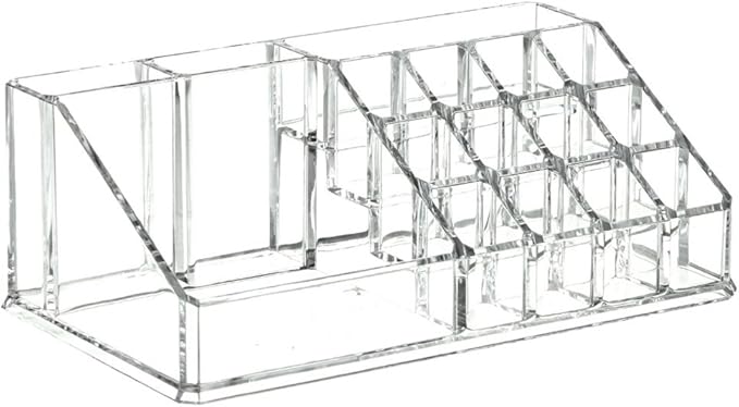 Kamay's Large 16 Compartments Circular-arc Multifunction Transparent Acrylic Desktop Cosmetic Display Stand Case For Lipstick Makeup Brush Nail polish Essential oil (SF-1029)