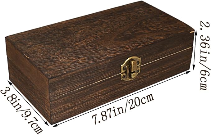 Handmade Wood Jewelry Box - Stylish Wood Travel Organizer for Women & Men, Unique Gift Ideas for Rings, Earrings, Necklaces & Bracelets, Flame Work Finish （Brown）
