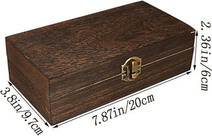Handmade Wood Jewelry Box - Stylish Wood Travel Organizer for Women & Men, Unique Gift Ideas for Rings, Earrings, Necklaces & Bracelets, Flame Work Finish （Brown）