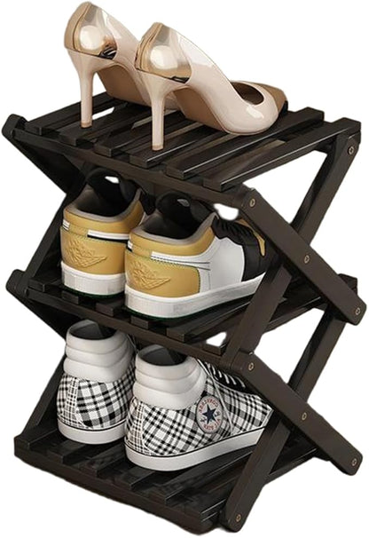 Shoe Rack - Foldable Vertical Shoe Rack for Entryway,Durable and Easy to Assemble,Applicable to Home Entrance, Closet and Bedroom (Black-3 Layer)
