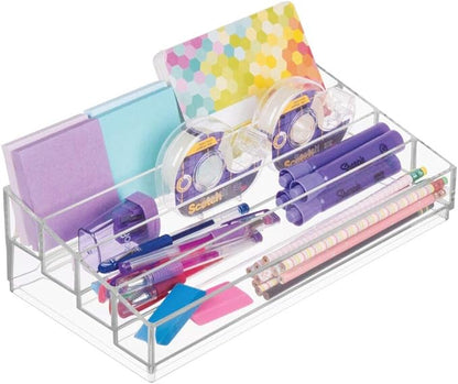 iDesign Tiered Cosmetics & Nail Polish Organizer, The Clarity Collection – 12.75 IN X 6.5IN X 3.75 IN, Clear (Pack of 4)
