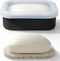 AIMAIAIMAI Enhanced Leak Proof Travel Soap Case, Compact Silicone Travel Soap Dish with Drainage Pad, Great for Gym, Camping, Bussines Trip (Black)
