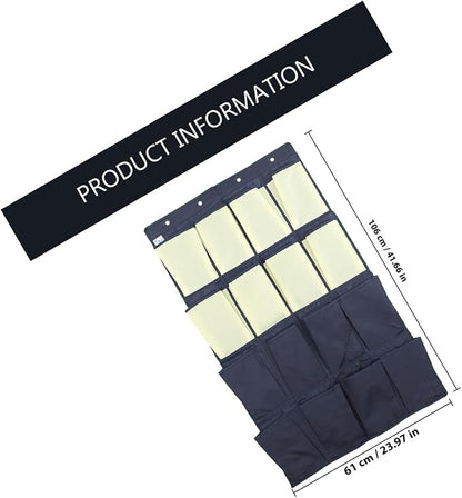 Mikikit The Door Shoe Organizer Bag with 16 Compartments Oxford Fabric Hanging Shoe Pouch for Closet and Bedroom Storage Blue and Yellow for Home Organization