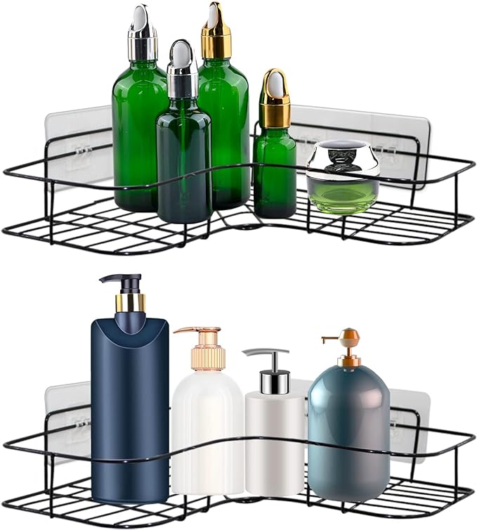 2 Pack Shower Caddy Adhesive for Replacement, Strong Transparent Adhesive for Shower Caddy Sticky Pads, No Drilling for Corner Shelf Basket, Bathroom Storage Shelves, Kitchen Racks and Soap Holder