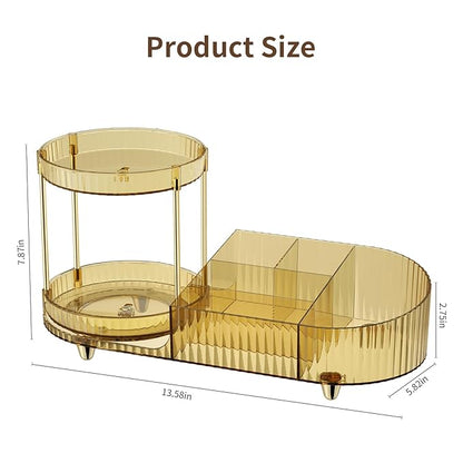 Rotating Makeup Organizer for Vanity, 2 Perfume Trays with 5 Compartments Cosmetic & Skincare Storage, Space Saving Beauty Organizers, Multi-Purpose Countertop Organizers for Bathroom, Desktop, Pantry