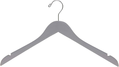 Quality Semi Curved Wooden Suit Hangers, 10-Pack Smooth Finish Solid Wood Coat Hanger with Swivel Hook, Jacket, Pant, Dress Clothes Hangers (Gray, 10)