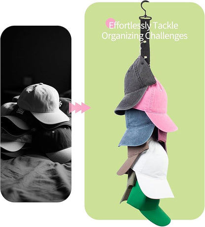 Hat Organizer Baseball Caps Rack Hangers 2PCS Door Hat Racks with 8 Stainless Steel Clips Cap Wall Holder Closet Storage Organizer Over Door Wall Caps Storage Hangers Black