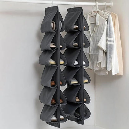 Hanging Shoe Rack 3pcs Shoe Organizer Storage Hanging Bag Wall Bag Inner Clothes Closet Storage 18 Pairs of Shoes