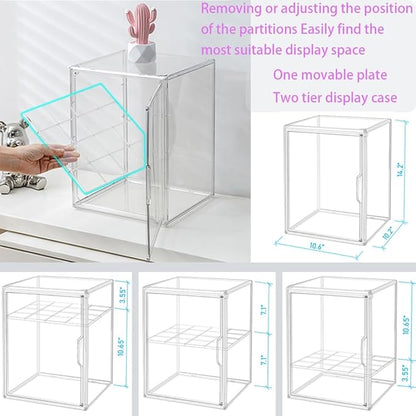 X-Large Clear Display Case for Collectibles, Acrylic Box, Storage Bins with Magnetic Lid and Stackable Design, 3 Adjustable Layers, Display Box for Figure, Lego, Shoes, Purses, Cosmetics