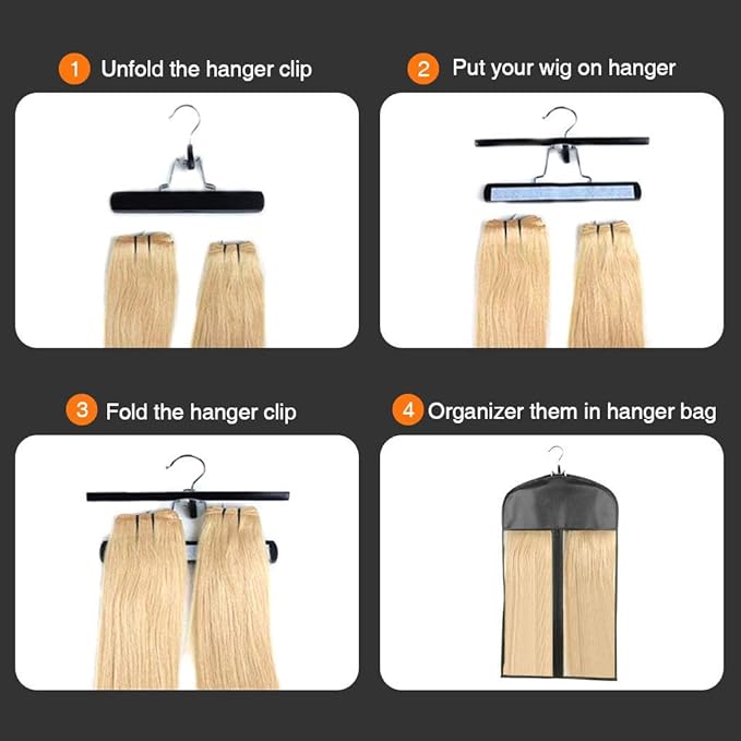 Pack of 5 Wooden Pants Hangers Non Slip Skirt Hangers Wig Hair Extension Hanger with 360° Swivel Hook Clip Hangers (Z- 5 Pack Hangers Black)