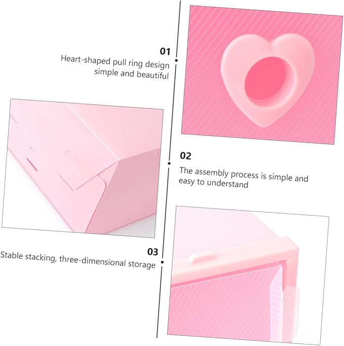 LABRIMP 3Pcs Transparent Drawer Storage Box for Shoes Sturdy Plastic Organizer with Capacity Dust and Moisture Design for Home Closet and Dorm Use
