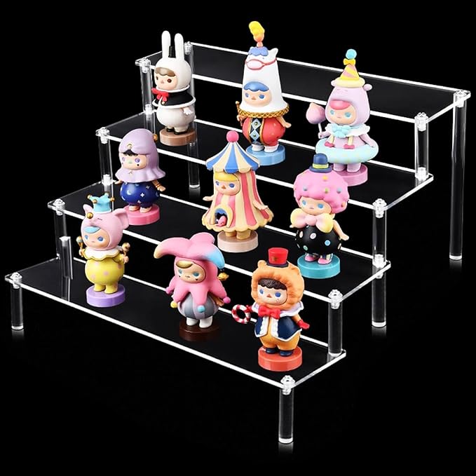 4-Tier Clear Acrylic Display Shelf - 8 Inch Multi-Use Organizer for Perfumes, Skincare, Cupcakes, Toys & Cosmetics | Durable Transparent Storage Solution with Easy Assembly