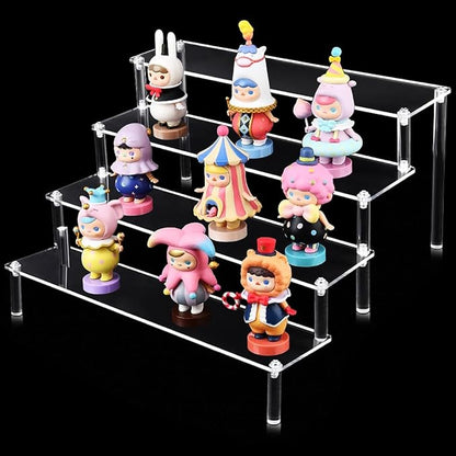 4-Tier Clear Acrylic Display Shelf - 8 Inch Multi-Use Organizer for Perfumes, Skincare, Cupcakes, Toys & Cosmetics | Durable Transparent Storage Solution with Easy Assembly